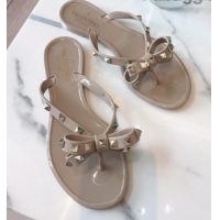 Promotional Valentino PVC Stud Flat Flip-flops 805051 Apricot 2021