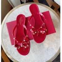 New Style Valentino PVC Stud Flat Flip-flops 804052 Red 2021