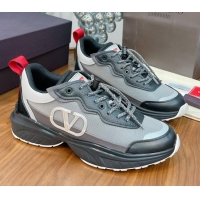 Low Price Valentino VLogo Sneakers in Mesh and Calfskin Patchwork 081140 Grey/Black