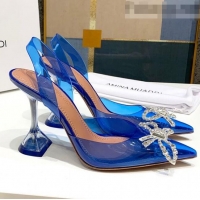 Top Quality Amina Muaddi PVC Bow Sandals 10cm AM0608 Blue 2021