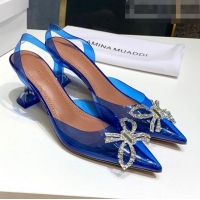 Low Cost Amina Muaddi PVC Bow Sandals 7cm AM0636 Blue 2021