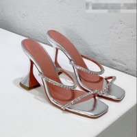 Well Crafted Amina Muaddi Glazed Crystal Sandals 9.5cm AM0811 Silver 2021