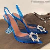 Unique Style Amina Muaddi PVC Slingback Pumps 10cm AM0816 Blue 2021