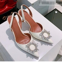 Well Crafted Amina Muaddi TPU Crystal Circle Slingback Pumps 6.5cm AM1007 White 2021