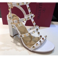 Best Product Valentino Rockstud Calfskin Ankle Strap Sandals 9.5cm 082056 White