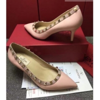 Discount Valentino Rockstud Matte Lambskin Pumps 6.5cm 082071 Pink