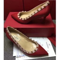 Good Quality Valentino Rockstud Matte Lambskin Pumps 6.5cm 082071 Burgundy