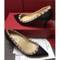 Good Quality Valentino Rockstud Matte Lambskin Pumps 6.5cm 082071 Black