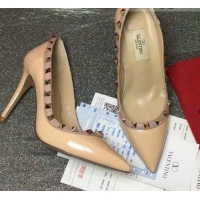 Good Looking Valentino Rockstud Patent Leather Pumps 9.5cm 082077 Nude