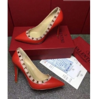 Top Grade Valentino Rockstud Matte Lambskin Pumps 9.5cm 082080 Red