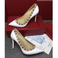 New Style Valentino Rockstud Matte Lambskin Pumps 9.5cm 082080 White