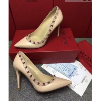 Charming Valentino Rockstud Matte Lambskin Pumps 9.5cm 082080 Nude