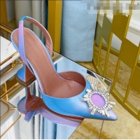 Promotional Amina Muaddi Iridescent Calfskin Crystal Circle Slingback Pumps 9.5cm AM1009 Purple 2021