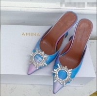 Buy Discount Amina Muaddi Iridescent Calfskin Crystal Circle Mules 9.5cm AM1009 Multicolor 2021