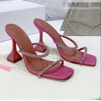 Super Quality Amina Muaddi Sequins Crystal Sandals 9.5cm AM1022 Pink 2021