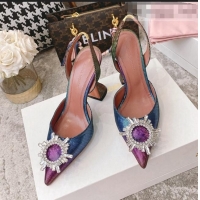 Luxury Discount Amina Muaddi Crystal Circle Slingback Pumps 9.5cm AM2331 Multicolor 2021