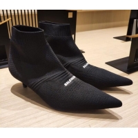 Unique Discount Balenciaga Knife Knit Ankle Boots 4cm 092563 Black 2021