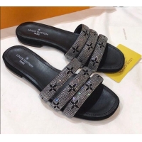 Low Cost Louis Vuitton Appeal Crystal Flat Slide Sandals 061511