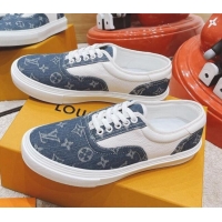 Grade Design Louis Vuitton Men's Trocadero Richelieu Denim Canvas Sneakers Blue 061517