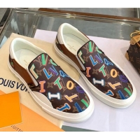 Good Looking Louis Vuitton LVxNBA Ollie Monogram Canvas Slip on Sneakers Brown 070545