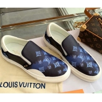 Top Grade Louis Vuitton LV Ollie Monogram Leather Slip on Sneakers Navy Blue 070545