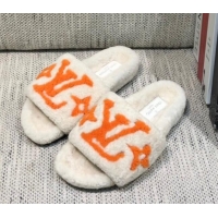 Best Product Louis Vuitton LV Wool Flat Slide Sandals 080964 White