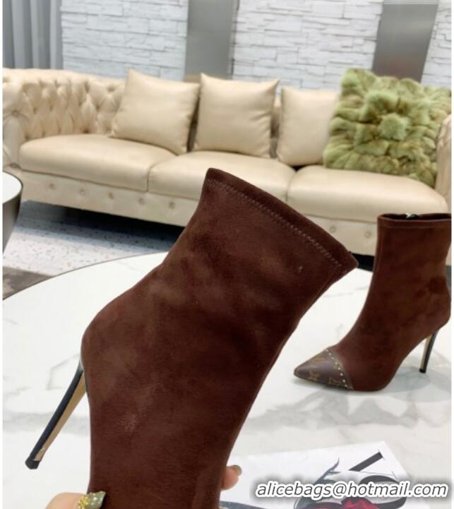 Perfect Louis Vuitton Cherie Suede Ankle Short Boots 080976 Brown