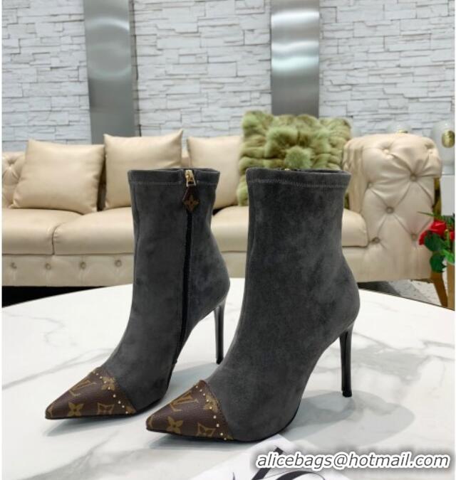 Low Price Louis Vuitton Cherie Suede Ankle Short Boots 080976 Grey