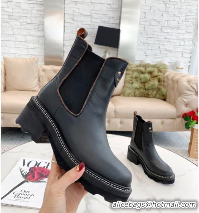 Grade Design Louis Vuitton Beaubourg Calfskin Ankle Boots 081002 Black