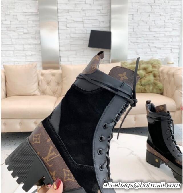 Discount Louis Vuitton Platform Desert Suede Ankle Boots 081006 Black