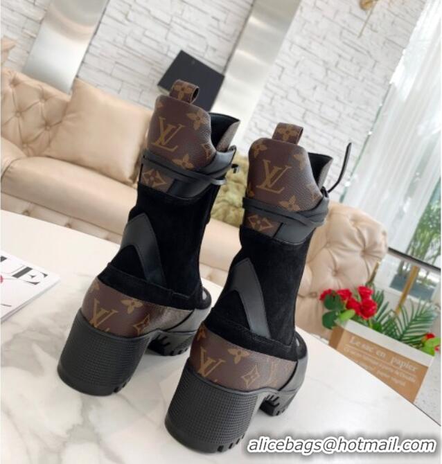 Discount Louis Vuitton Platform Desert Suede Ankle Boots 081006 Black