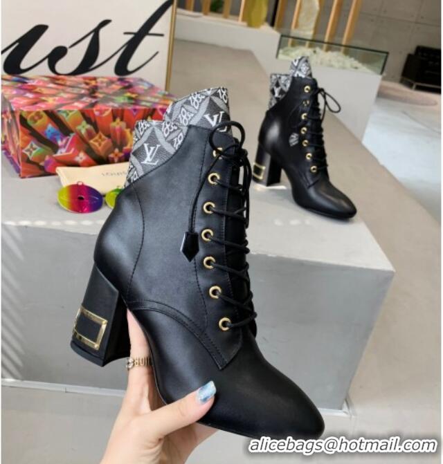 Stylish Louis Vuitton Bliss Calfskin Ankle Boots 081016 Black/Grey