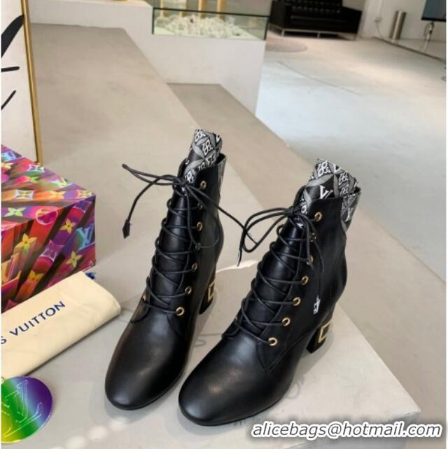 Stylish Louis Vuitton Bliss Calfskin Ankle Boots 081016 Black/Grey