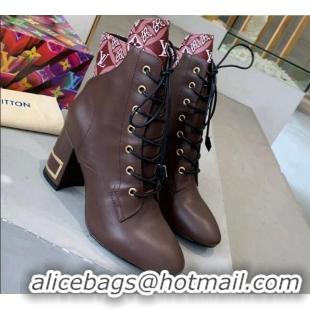 Sumptuous Louis Vuitton Bliss Calfskin Ankle Boots 081016 Brown/Burgundy