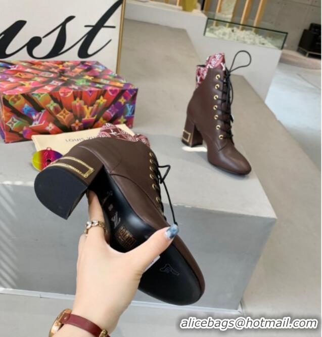 Sumptuous Louis Vuitton Bliss Calfskin Ankle Boots 081016 Brown/Burgundy