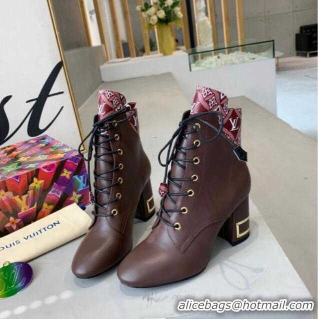 Sumptuous Louis Vuitton Bliss Calfskin Ankle Boots 081016 Brown/Burgundy