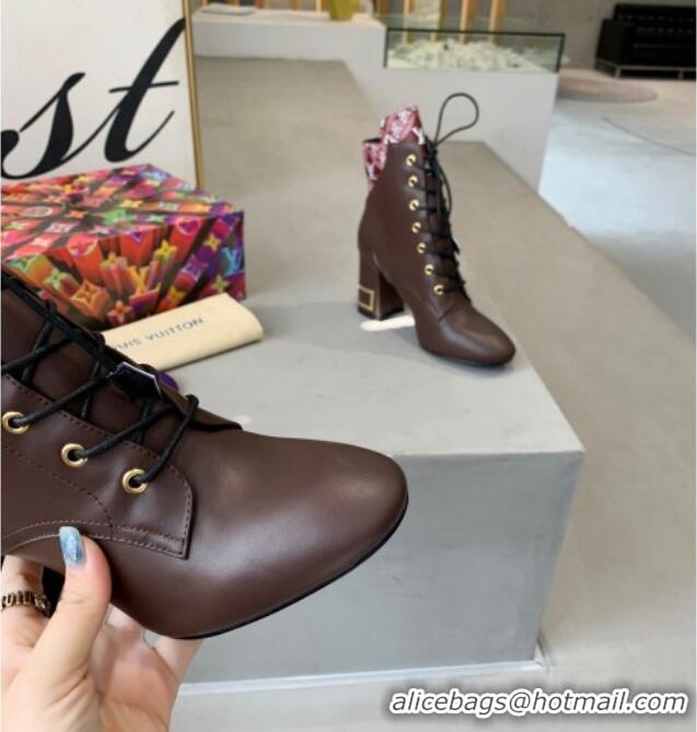 Sumptuous Louis Vuitton Bliss Calfskin Ankle Boots 081016 Brown/Burgundy