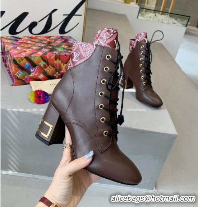 Sumptuous Louis Vuitton Bliss Calfskin Ankle Boots 081016 Brown/Burgundy