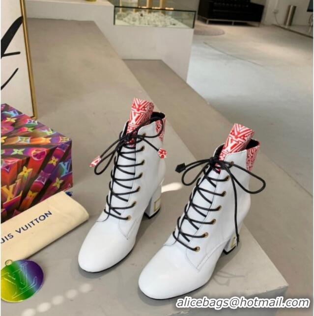 Shop Duplicate Louis Vuitton Bliss Calfskin Ankle Boots 081013 White/Red