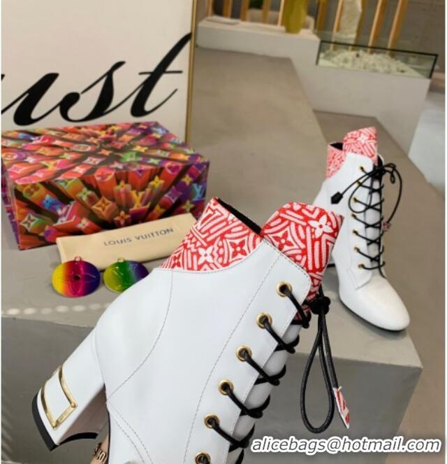 Shop Duplicate Louis Vuitton Bliss Calfskin Ankle Boots 081013 White/Red