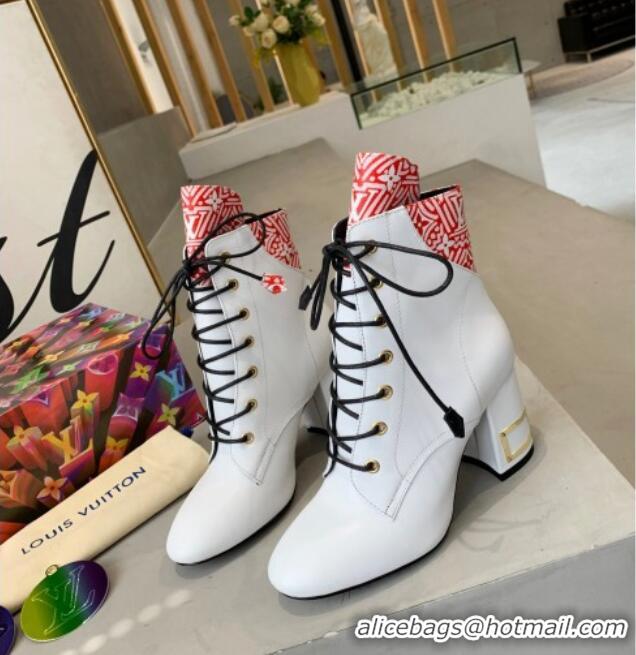 Shop Duplicate Louis Vuitton Bliss Calfskin Ankle Boots 081013 White/Red