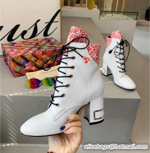 Shop Duplicate Louis Vuitton Bliss Calfskin Ankle Boots 081013 White/Red