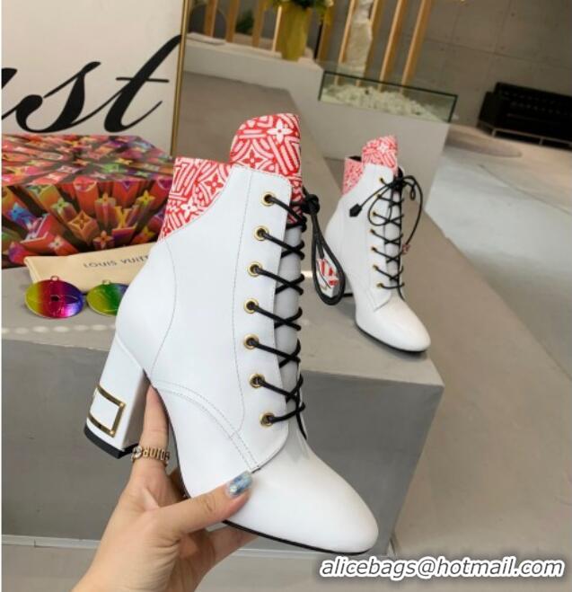 Shop Duplicate Louis Vuitton Bliss Calfskin Ankle Boots 081013 White/Red