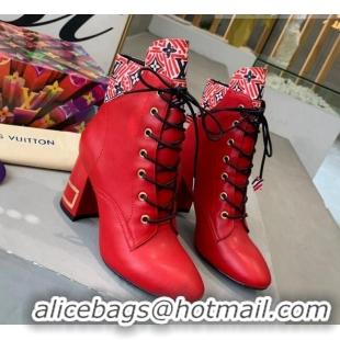 Top Quality Louis Vuitton Bliss Calfskin Ankle Boots 081013 Red