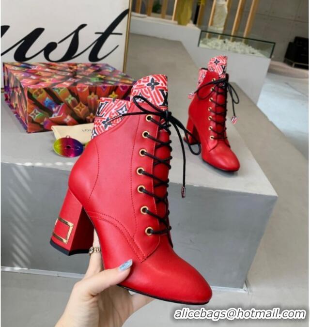 Top Quality Louis Vuitton Bliss Calfskin Ankle Boots 081013 Red