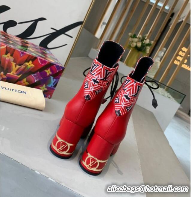 Top Quality Louis Vuitton Bliss Calfskin Ankle Boots 081013 Red