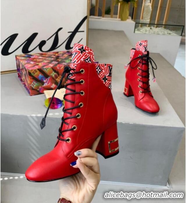 Top Quality Louis Vuitton Bliss Calfskin Ankle Boots 081013 Red