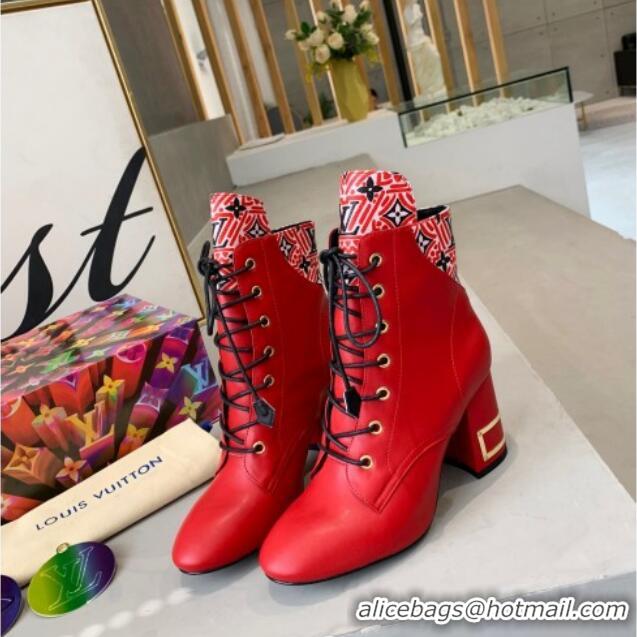 Top Quality Louis Vuitton Bliss Calfskin Ankle Boots 081013 Red