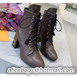 Cheap Price Louis Vuitton Bliss Calfskin Ankle Boots Brown/Monogram Canvas 081013