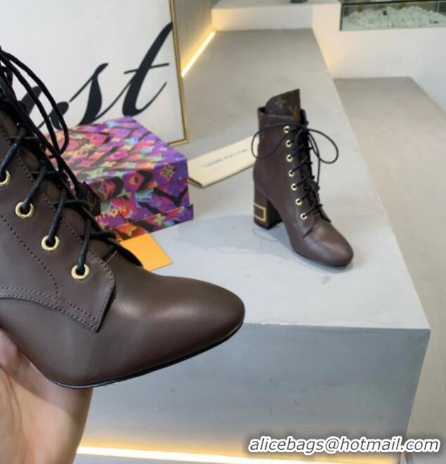 Cheap Price Louis Vuitton Bliss Calfskin Ankle Boots Brown/Monogram Canvas 081013